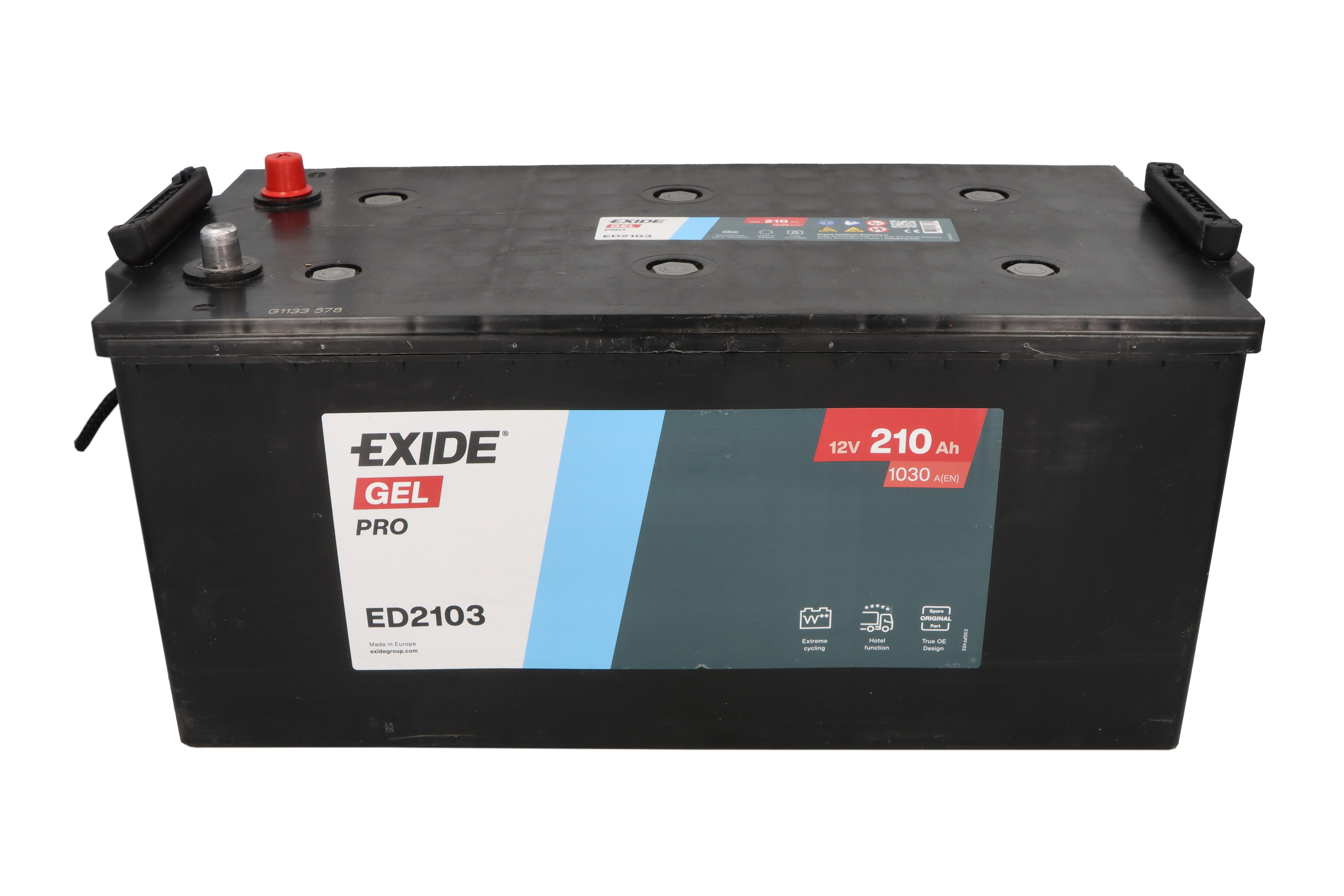 Акумулятор EXIDE 210Агод./1030А ENDURANCEPRO, GEL (L+ Стандартні клеми) 518x274x240 B00 - без монтажного фланця (Гель/Пусковий) фото 3