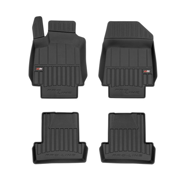 Set 5 covorase auto RENAULT CLIO III (BR0/1, CR0/1) din 2012-2020, cu covoras tunel median, cauciuc, 4x Stickere auto cu RENAULT