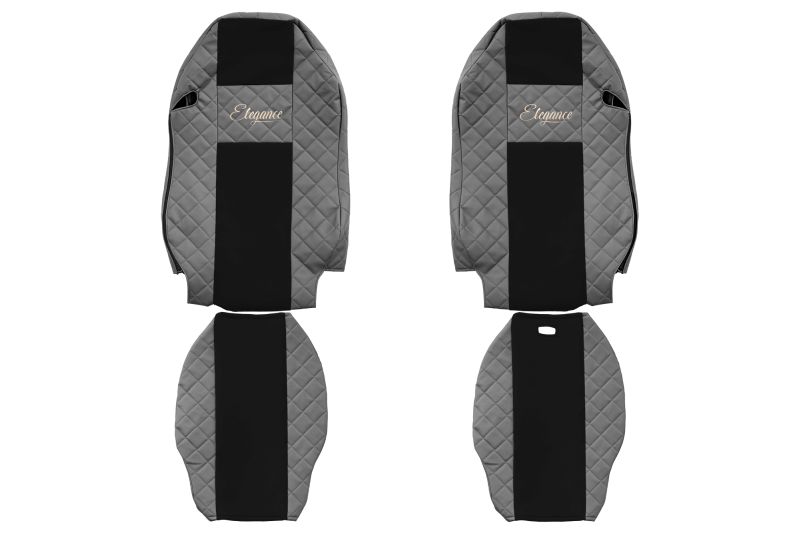 Set Huse Scaune Camion Tir MERCEDES-BENZ ACTROS MP2 / MP3 din 2002-2009, Auto, Model ELEGANCE Q, Culoare Gri, 4x Stickere auto cu MERCEDES-BENZ
