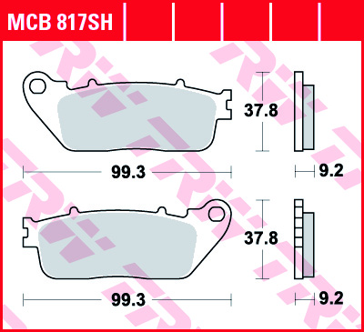 TRW MOTO sada brzdových destiček, kotoučová brzda HONDA CD 250 U 88-92, CH 125 (SPACY) 98-99, MBX 50 SD 85-88, VFR 1200 F 10, HYOSUNG COMET 250, 125 04, GT 125R, 650S (SPORT), 650R FI (SPORT), 250 (COMET), 125R (SUPERSPORT), 650R (COMET), 650 (COMET), 650
