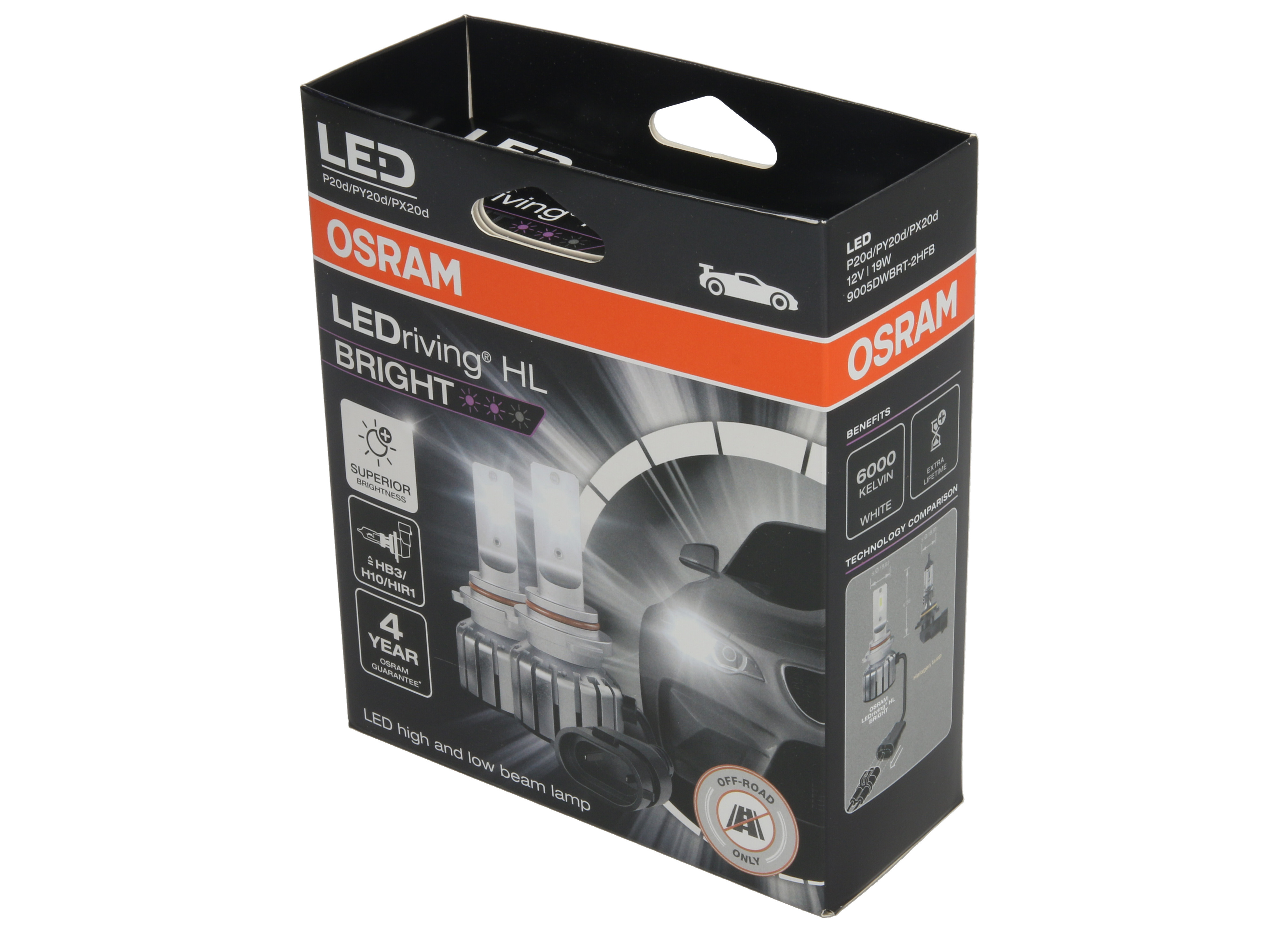 Комплект світлодіодних автоламп HB3/H10/HIR1 LED 12V 19W 6000K P20D/PX20D/PY20D / LEDRIVING® HL B OSRAM (9005DWBRT-2HFB) osram фото 4