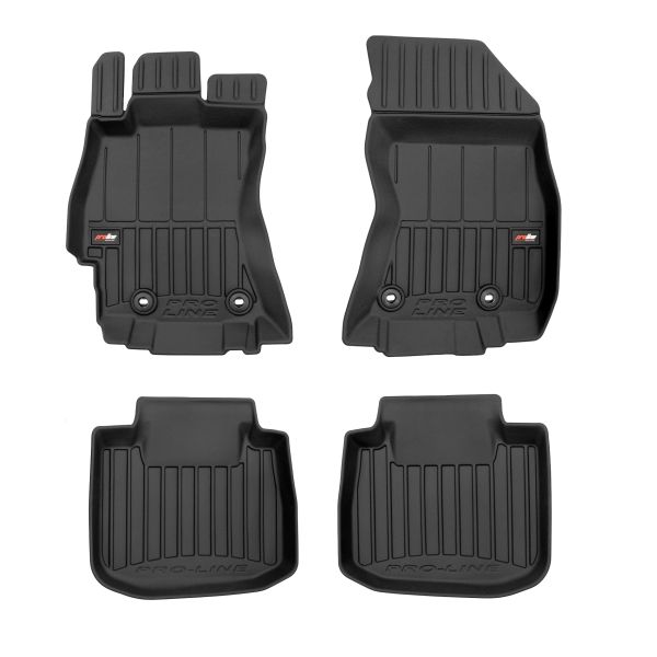 Set 5 covorase auto SUBARU OUTBACK (BS) din 2012-2020, cu covoras tunel median, cauciuc, 4x Stickere auto cu SUBARU
