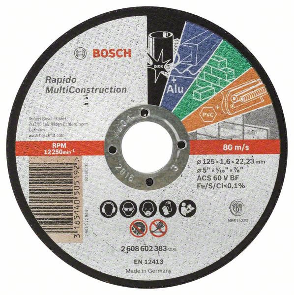 Круг відрізний 125 x1.6x22,23 мм PRO Multi Material (універсальний) Bosch фото 3