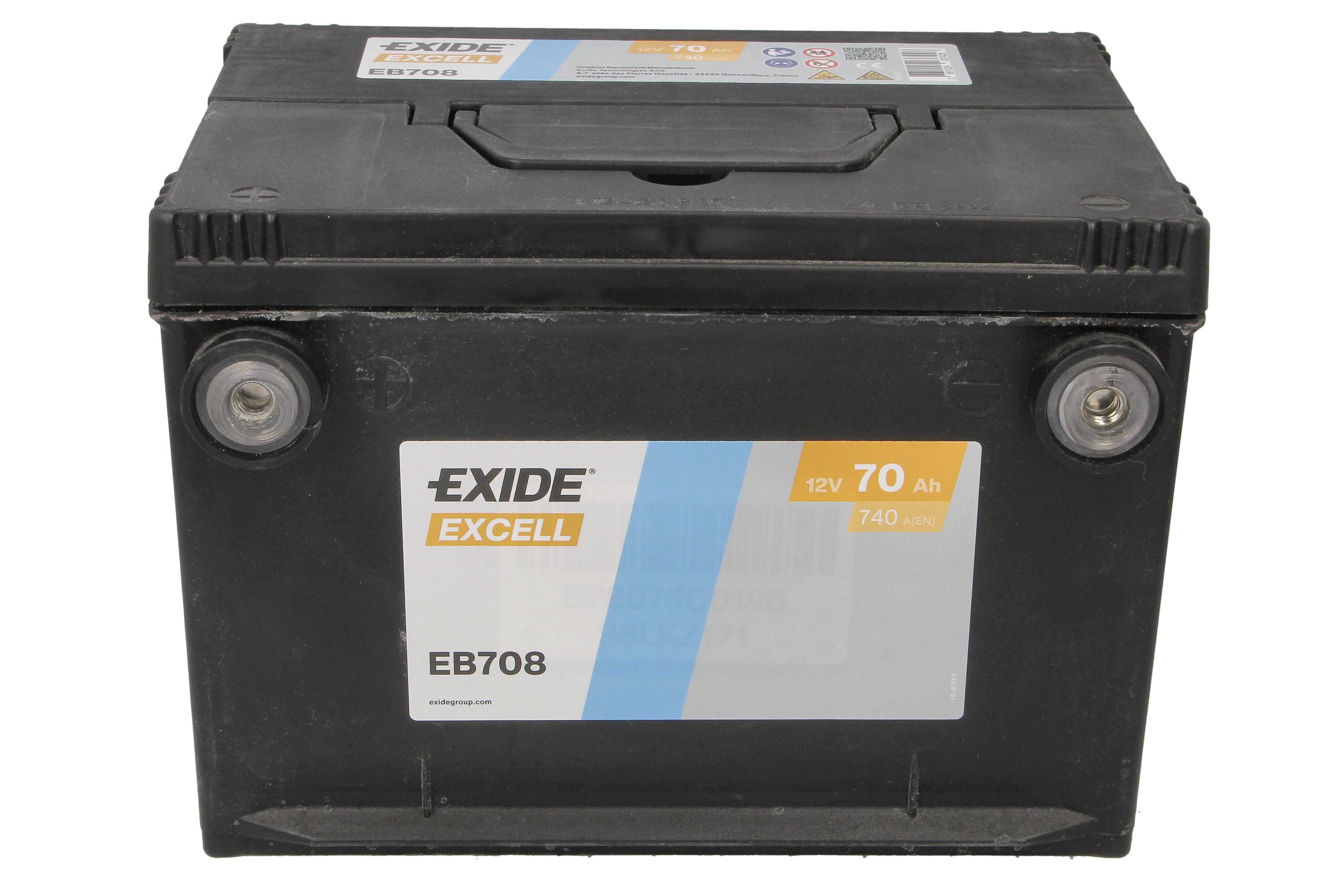Акумулятор EXIDE 12В 70Агод./740А EXCELL (L+) 260x180x186 (пусковий) фото 2