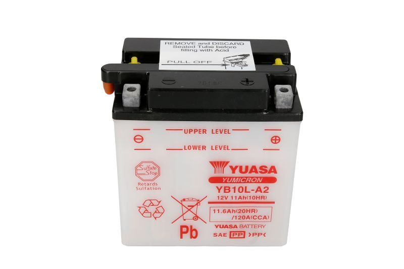 YUASA startovací baterie GILERA DAKOTA 500, 350, ER 350 85-89, HONDA CH 150 (ELITE) 87, KAWASAKI KZ 650, 900, 305 76-88, Z 250G (LTD), 650 SR, 650 (KZ), 650 B, 900A, 200A, 250C, 250A, 250J, 200A6 76-84, SUZUKI DR 650 SE 96-97, GN 250 82-02, GS 400, 500E, 