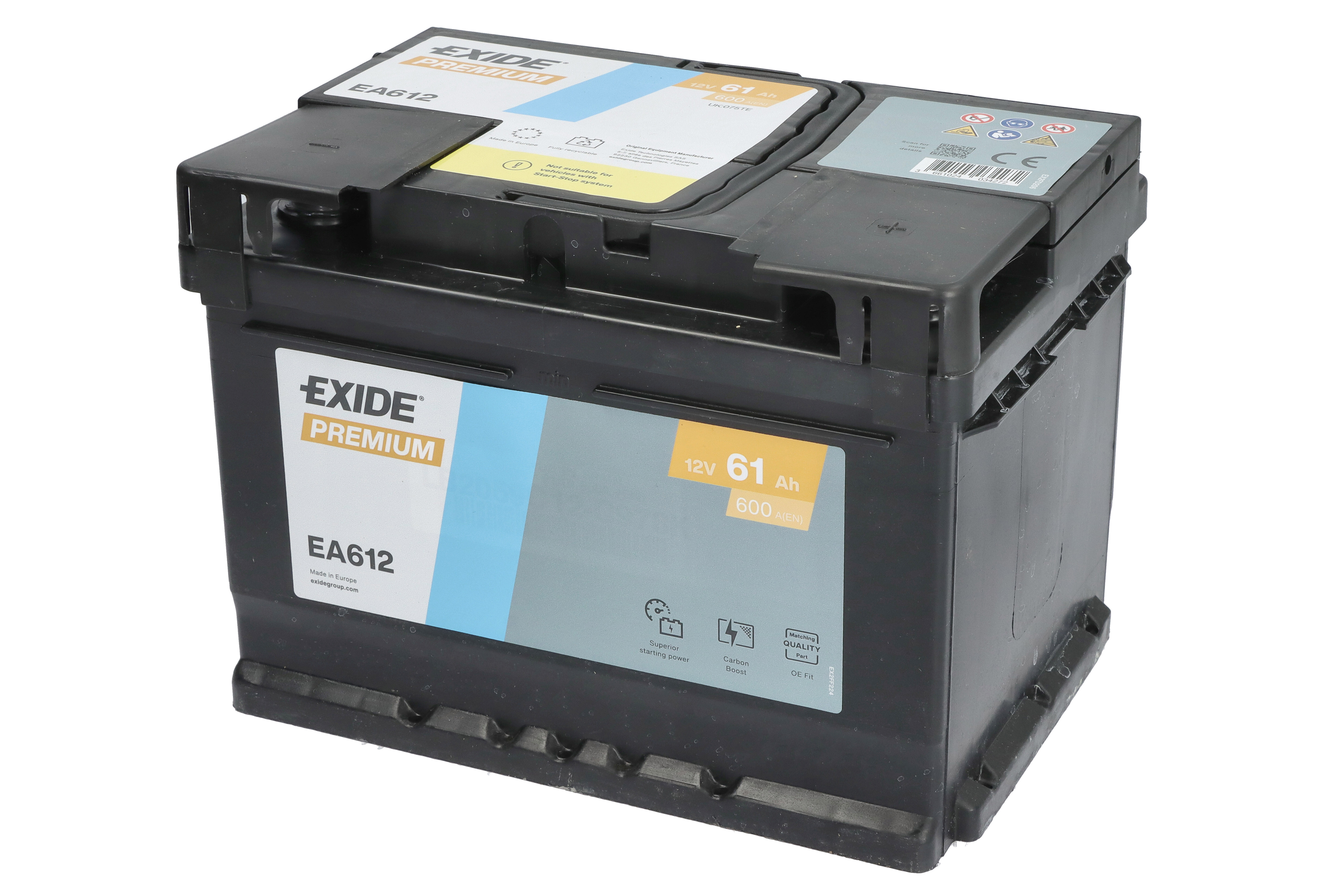 Акумуляторна батарея 61Ah/600A (242x175x175/+R/B13) Premium Exide фото 5