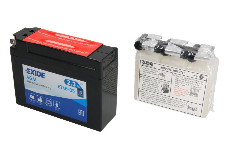 EXIDE startovací baterie SUZUKI DR-Z 70 08-15, TR 50 S (STREET MAGIC) 98-00, YAMAHA TT-R 50E, 90E, 110, 90 03-20 (B00CH1OLUA, YT4B-BS, YT4B-BS YUASA,