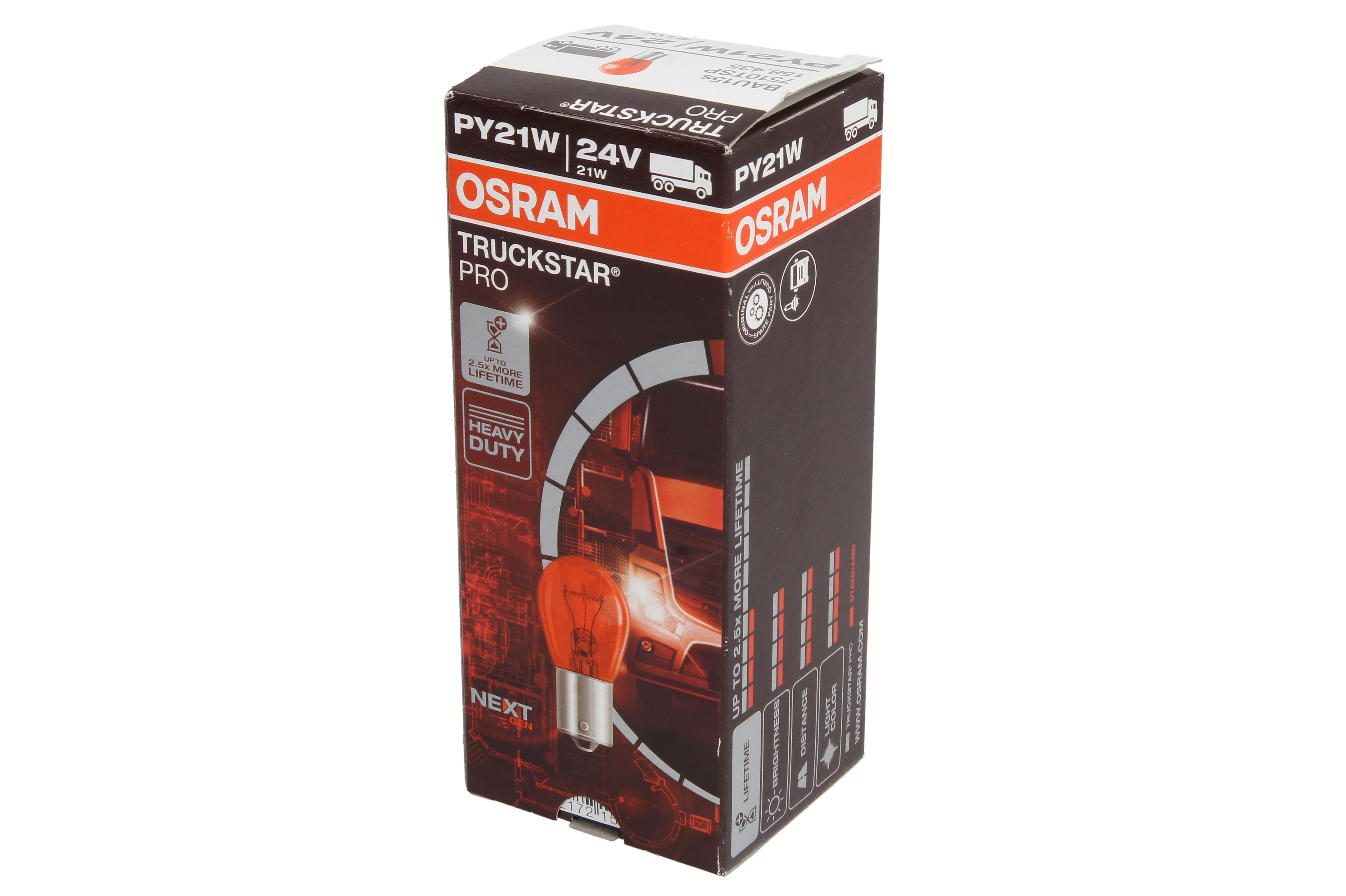 Автолампа 21W PY21W 24V 21W BAU15S / TRUCKSTAR PRO + 100% БІЛЬШЕ СВІТЛА / КРАТН OSRAM (7510TSP) osram фото 4