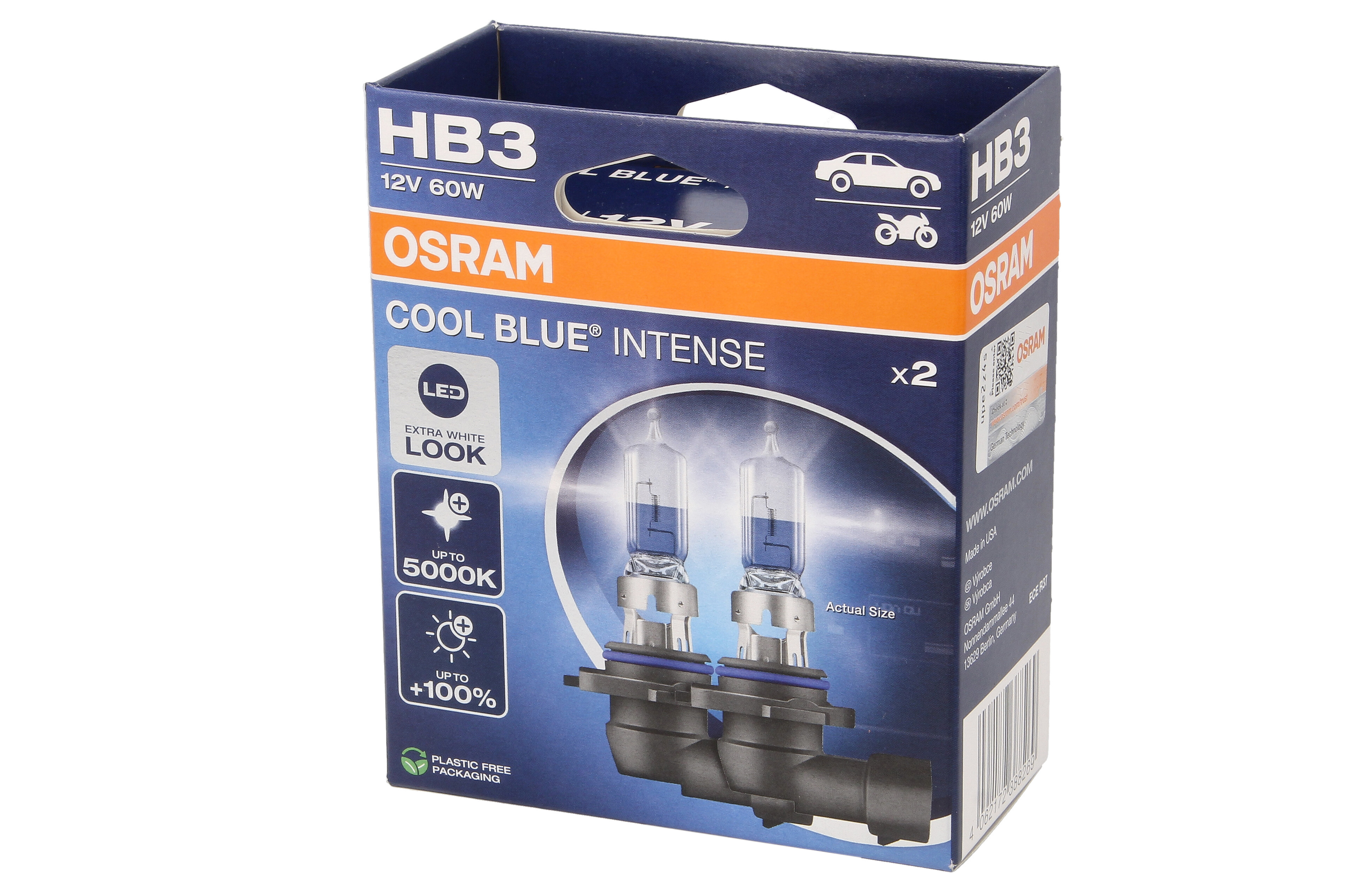 Автолампа галогенова 60W HB3 12V 60W 5000K P20D / COOL BLUE INTENSE NEXT GEN - НА 100% БІЛ OSRAM (9005CBN-2HB) osram фото 4