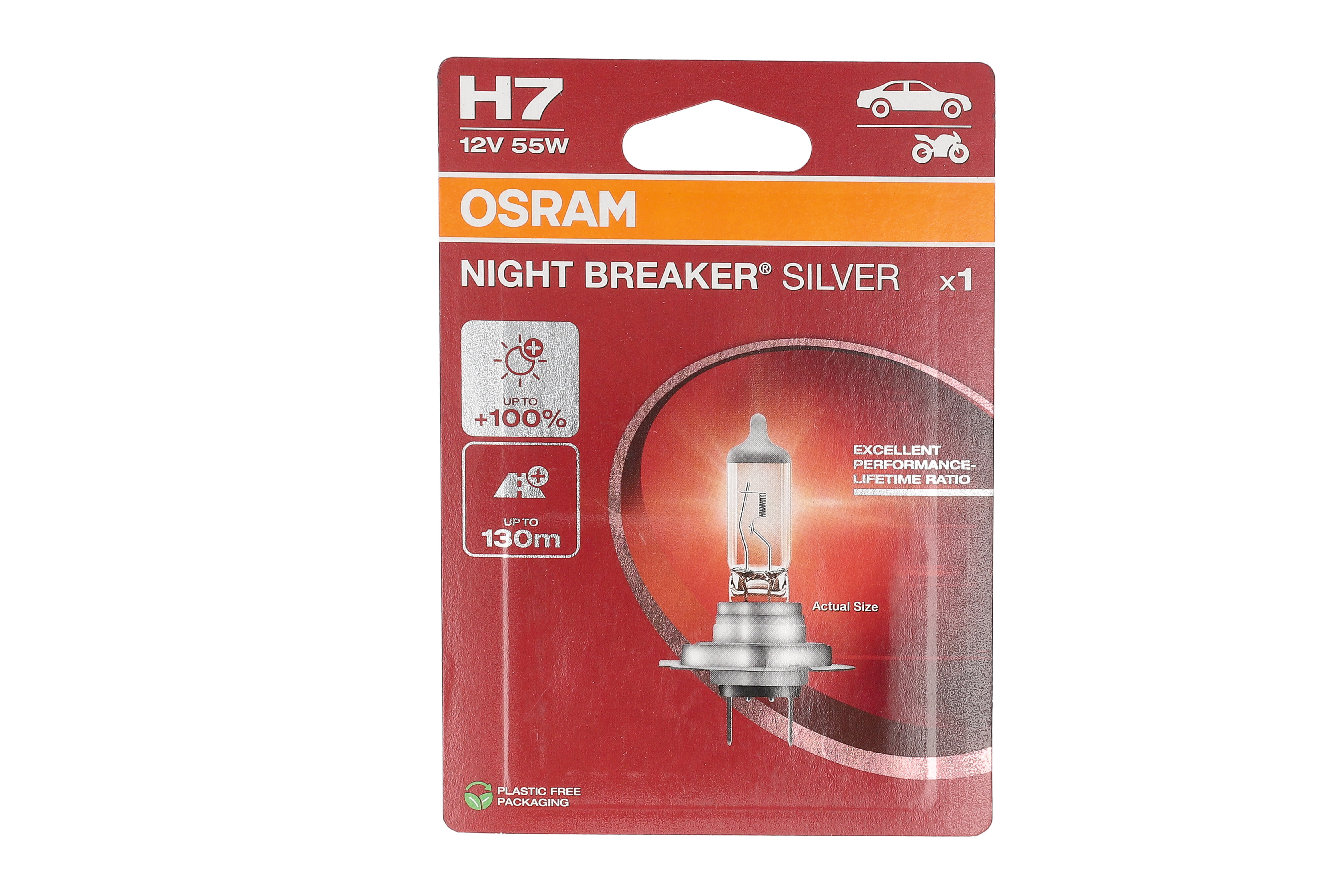 Автолампа галогенова 55W H7 12V 55W PX26D / NIGHT BREAKER® SILVER - НА 100% БІЛЬШЕ СВІТЛА OSRAM (64210NBS-1BL) osram фото 4