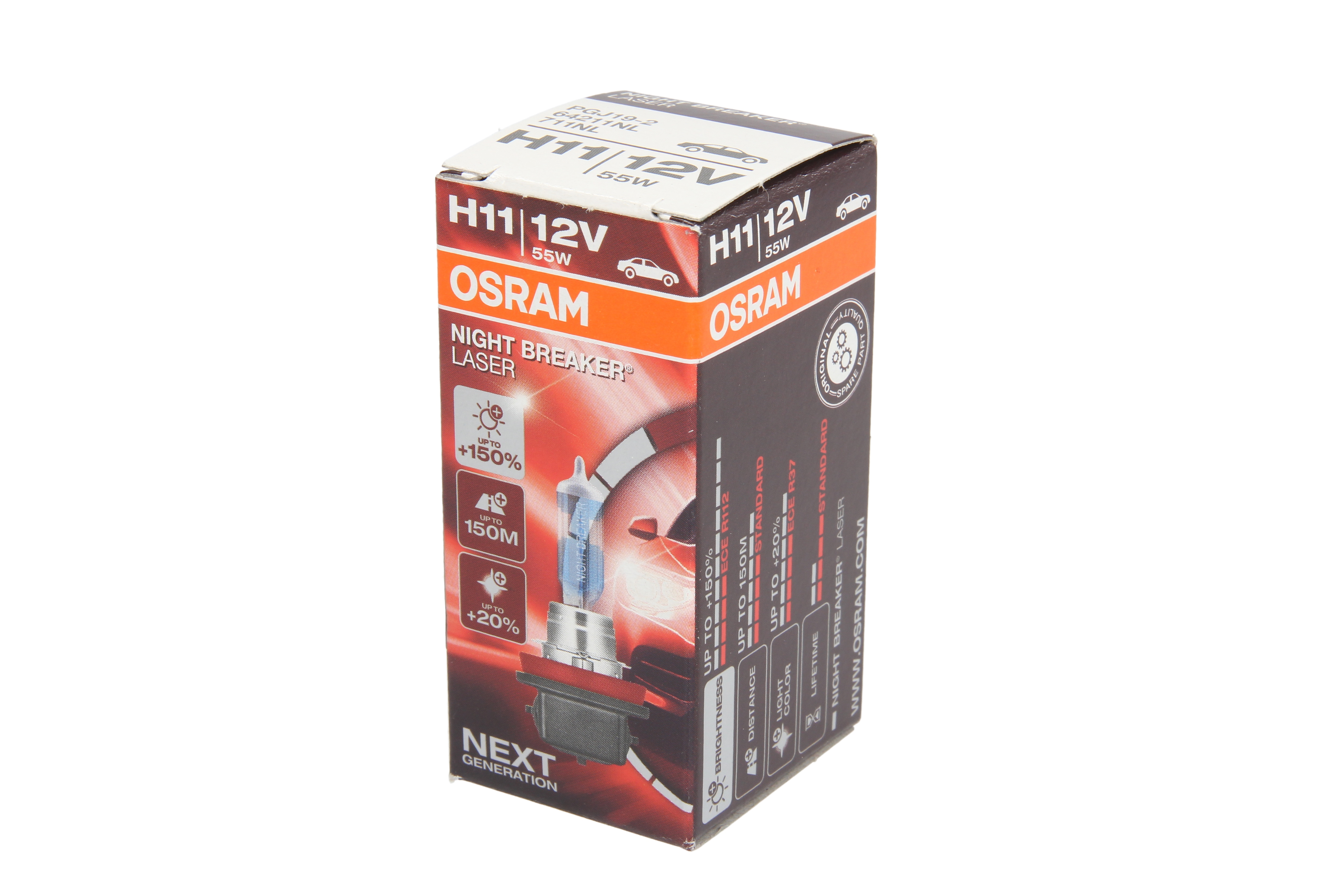 Автолампа галогенова 55W H11 12V 55W PGJ19-2 / NIGHT BREAKER® LASER - НА 150% БІЛЬШЕ СВІТЛ OSRAM (64211NL) osram фото 3