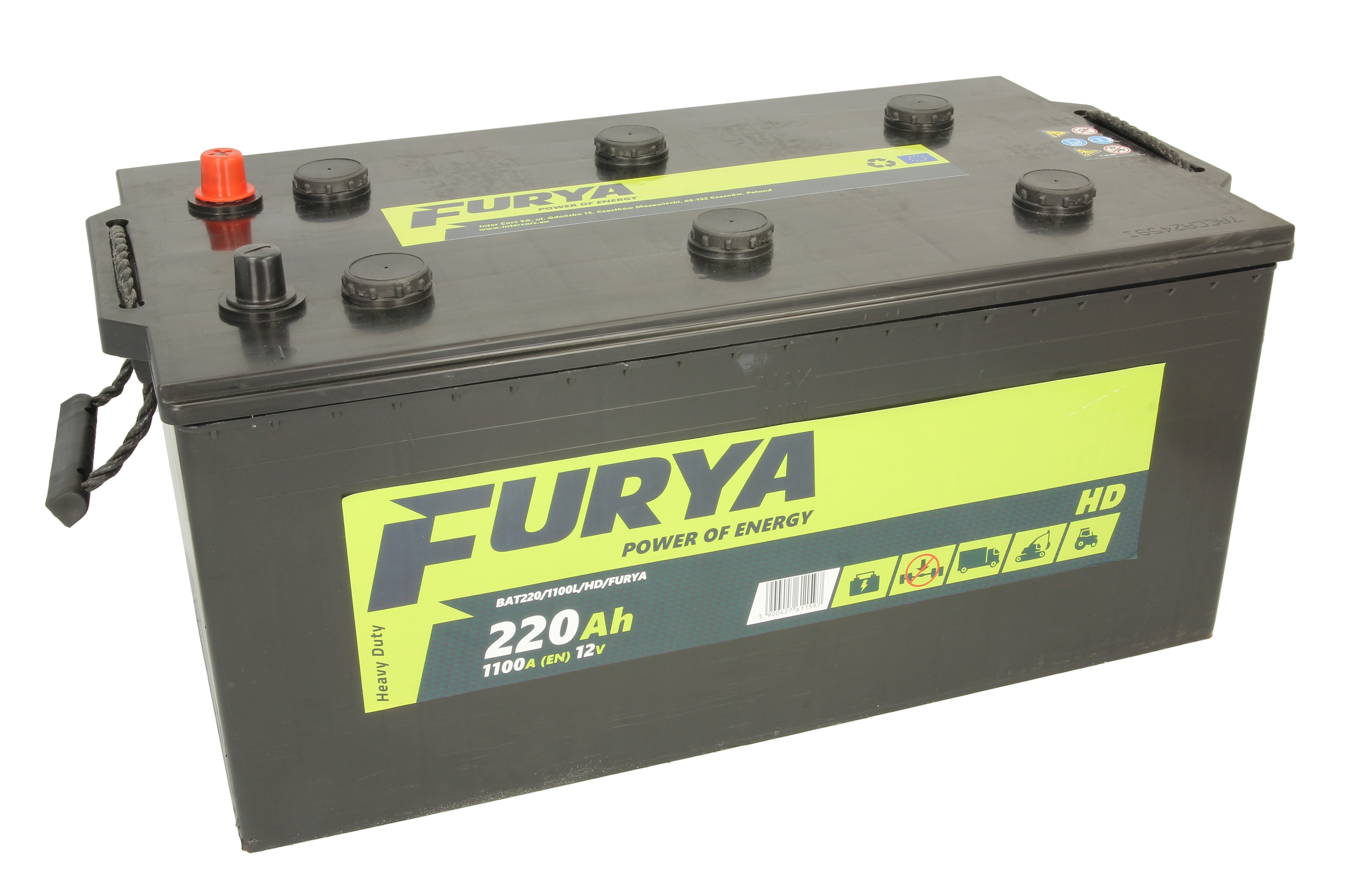 Акумулятор FURYA 220Агод./1100А HD (L+ Стандартні клеми) 513x276x242 B00 - без монтажного фланця (Пусковий) фото 2