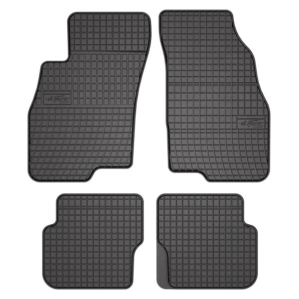 Set 5 covorase auto FIAT PUNTO (199_) din 2013-2019, cu covoras tunel median, cauciuc, 4x Stickere auto cu FIAT