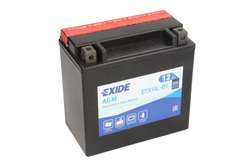 EXIDE startovací baterie BUELL 1125 1125 R, CR 08-10, HARLEY DAVIDSON XG 750 (STREET), 500 (STREET) 15-16, XL 1200V (SP. SEVENTY TWO), 1200X (FORTY EIGHT), 883L (SP. LOW), 883 (SPORTSTER), 883C (CUSTOM), 1200R (SP.ROADST.), 1200C (SP.CUST.), 1200R (ROADST
