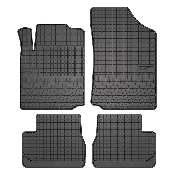 Set 5 covorase auto CITROEN C2 (JM_) din 2006-2015, cu covoras tunel median, cauciuc, 4x Stickere auto cu CITROEN