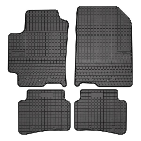 Set 5 covorase auto KIA RIO III (UB) din 2010-2016, cu covoras tunel median, cauciuc, 4x Stickere auto cu KIA