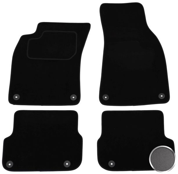 Set Covorase Auto Si Tavita Portbagaj AUDI A6 C6 (4F2) din 2004-2011, Cauciuc, Protectie Porbagaj, 4x Stickere auto cu AUDI