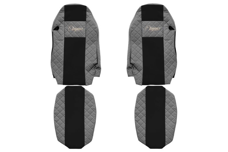 Set Huse Scaune Camion Tir MAN TGX I din 2006-2021, Auto, Model ELEGANCE Q, Culoare Gri, 4x Stickere auto cu MAN