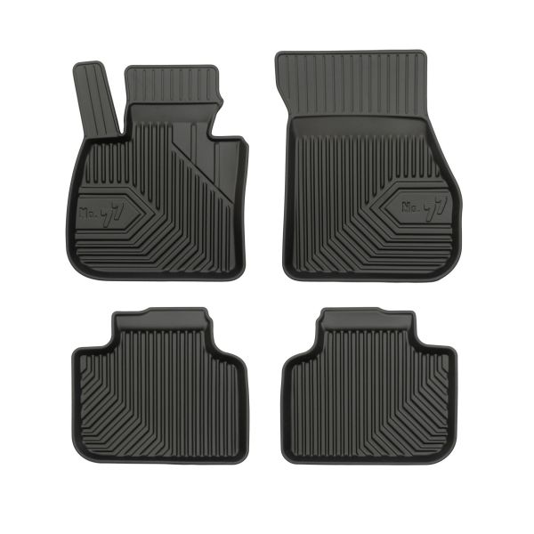 Set Covorase Auto Si Tavita Portbagaj BMW Seria X2 (F39) din 2017-2023, Cauciuc, Protectie Porbagaj, 4x Stickere auto cu BMW