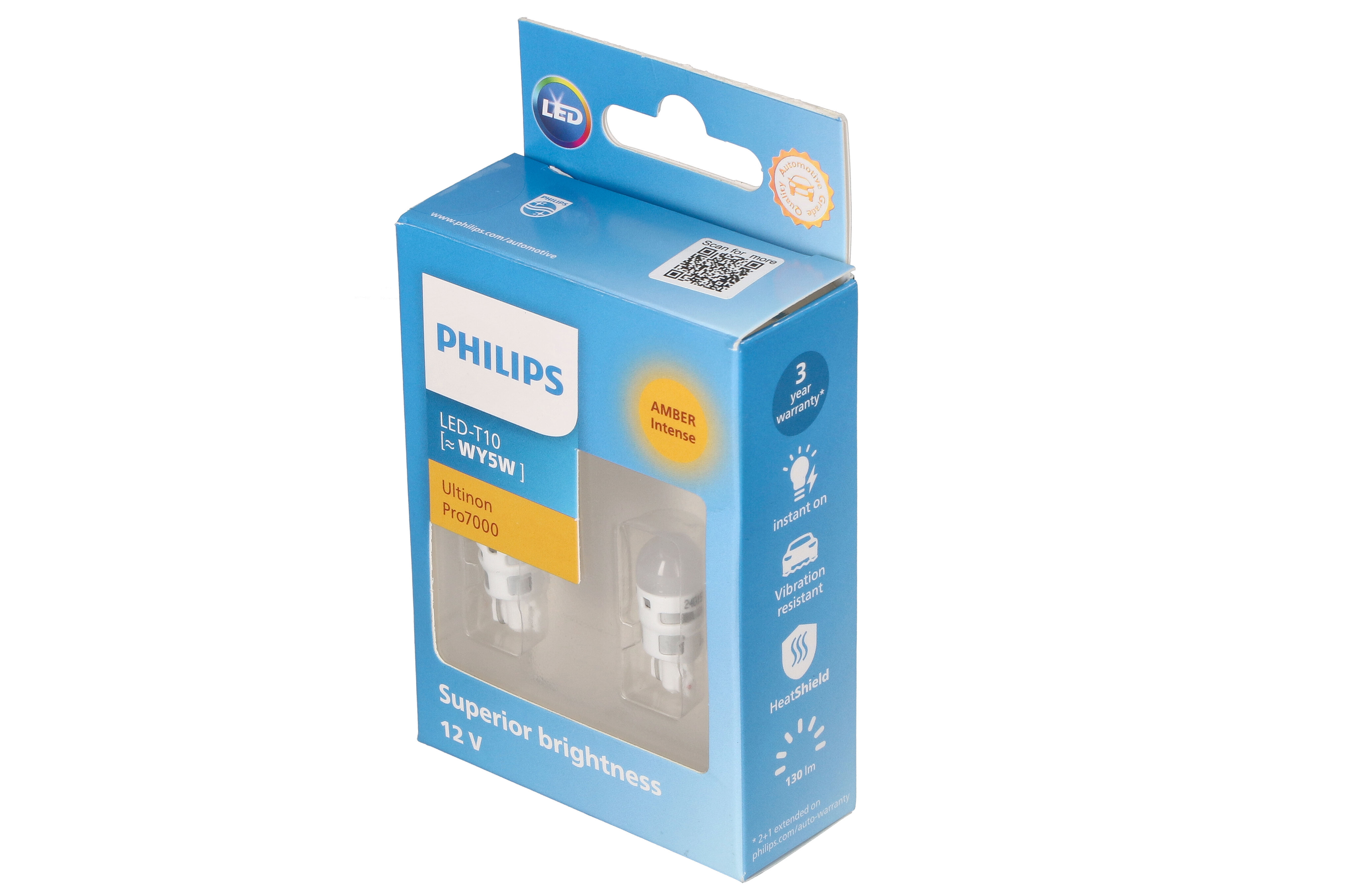 Комплект світлодіодних автоламп WY5W LED 12V 0.5W W2,1X9,5D / LED-AMBER ULTINON PRO7000 / ЯНТАРНИ PHILIPS (12202AU70X2) Philips фото 4