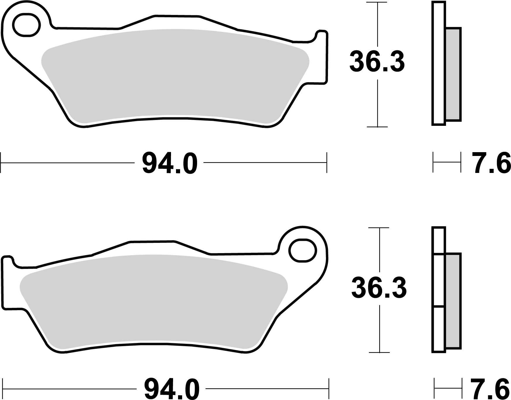 BREMBO sada brzdových destiček, kotoučová brzda APRILIA MX 125 04-07, PEGASO 650 96-00, RST 1000 (MILLE FUTURA) 01-04, CAGIVA ELEFANT 750 E (LUCKY EXPL.) 94-97, DUCATI MONSTER 696, 800S2R 07, MULTISTRADA 620 (DARK) 05-06, GAS GAS EC 300, 125, 250 99, ENDU