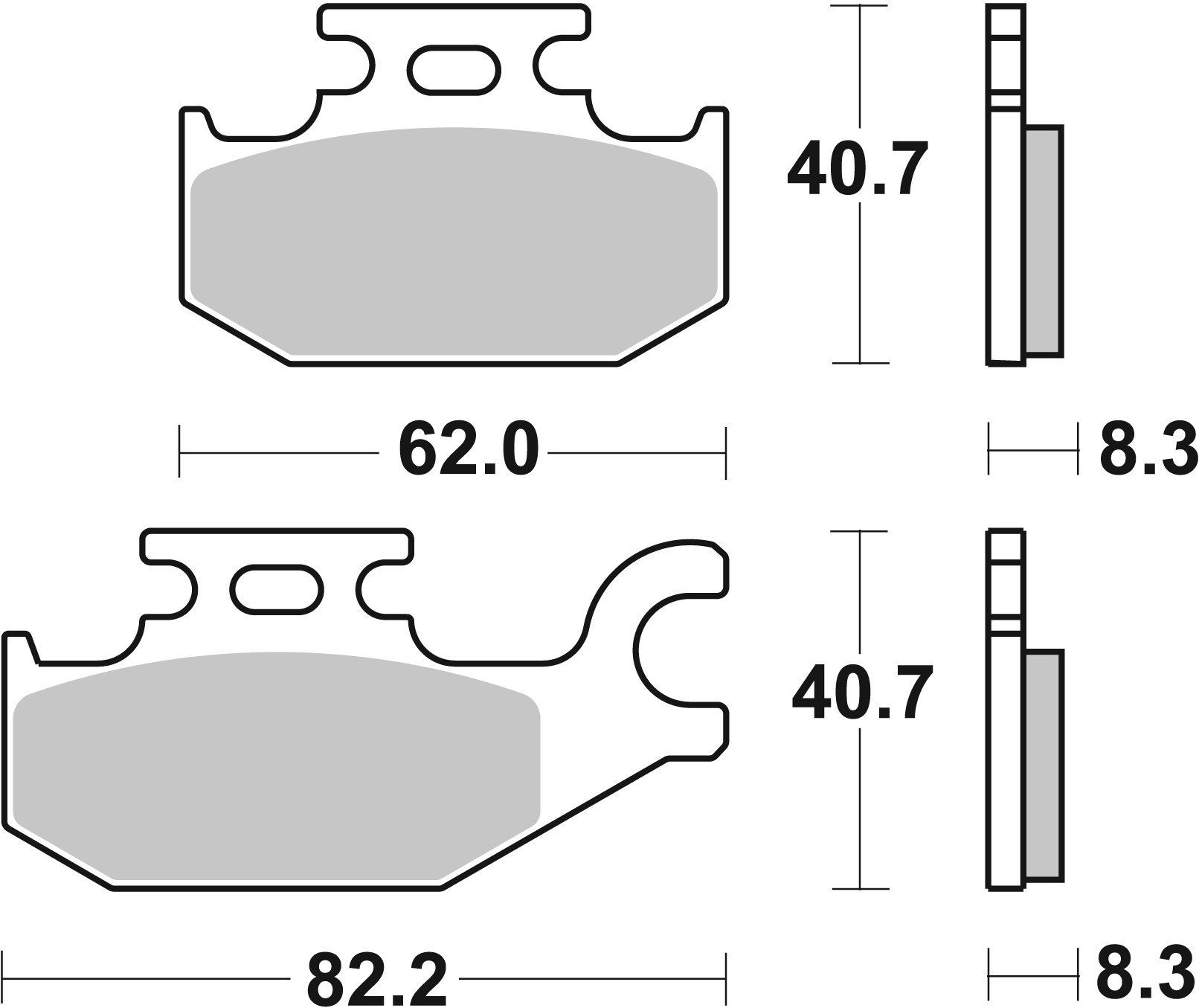 BREMBO sada brzdových destiček, kotoučová brzda SUZUKI LT-A 750XZ (KINGQUAD), 750X (KINGQUAD), 750XPC (KING QUAD AXI POWER ST.), 750XP (KING QUAD AXI POWER ST.), 500X (KING QUAD AXI), 750XP (KINGQUAD), 700X (KINGQUAD), 500XC (KING QUAD AXI CAMO), 450X (KI