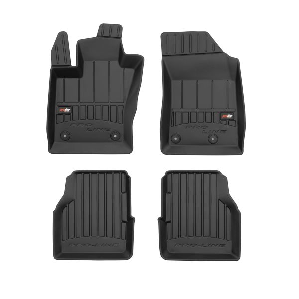 Set 5 covorase auto JEEP COMPASS (MP, M6, MV, M7) din 2008-2017, cu covoras tunel median, cauciuc, 4x Stickere auto cu JEEP