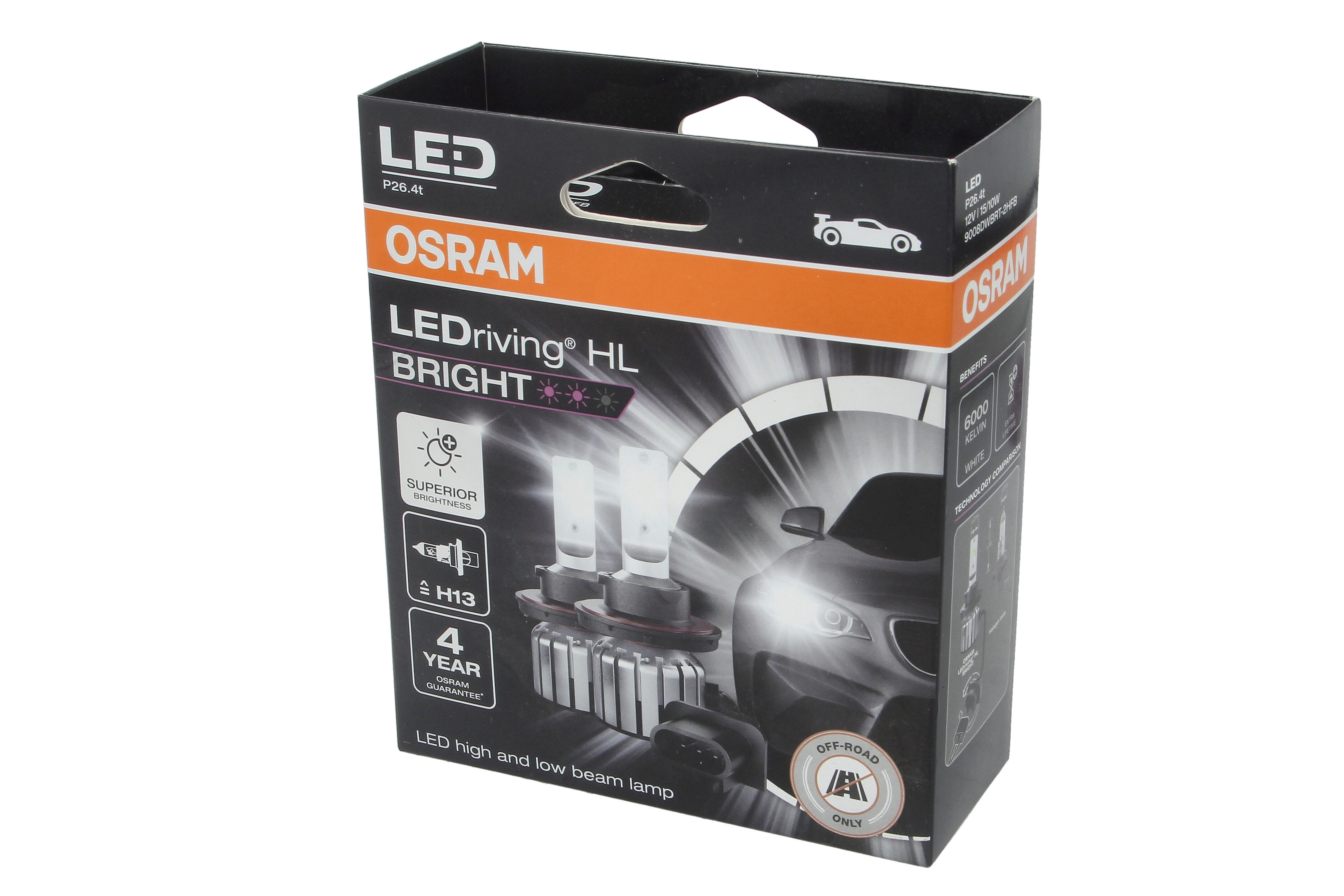 LED лампочка (Набір 2шт) H13 12В 15/10Вт P26,4T без гомологічного сертифікату LEDriving HL BRIGHT, білий 6000K фото 2