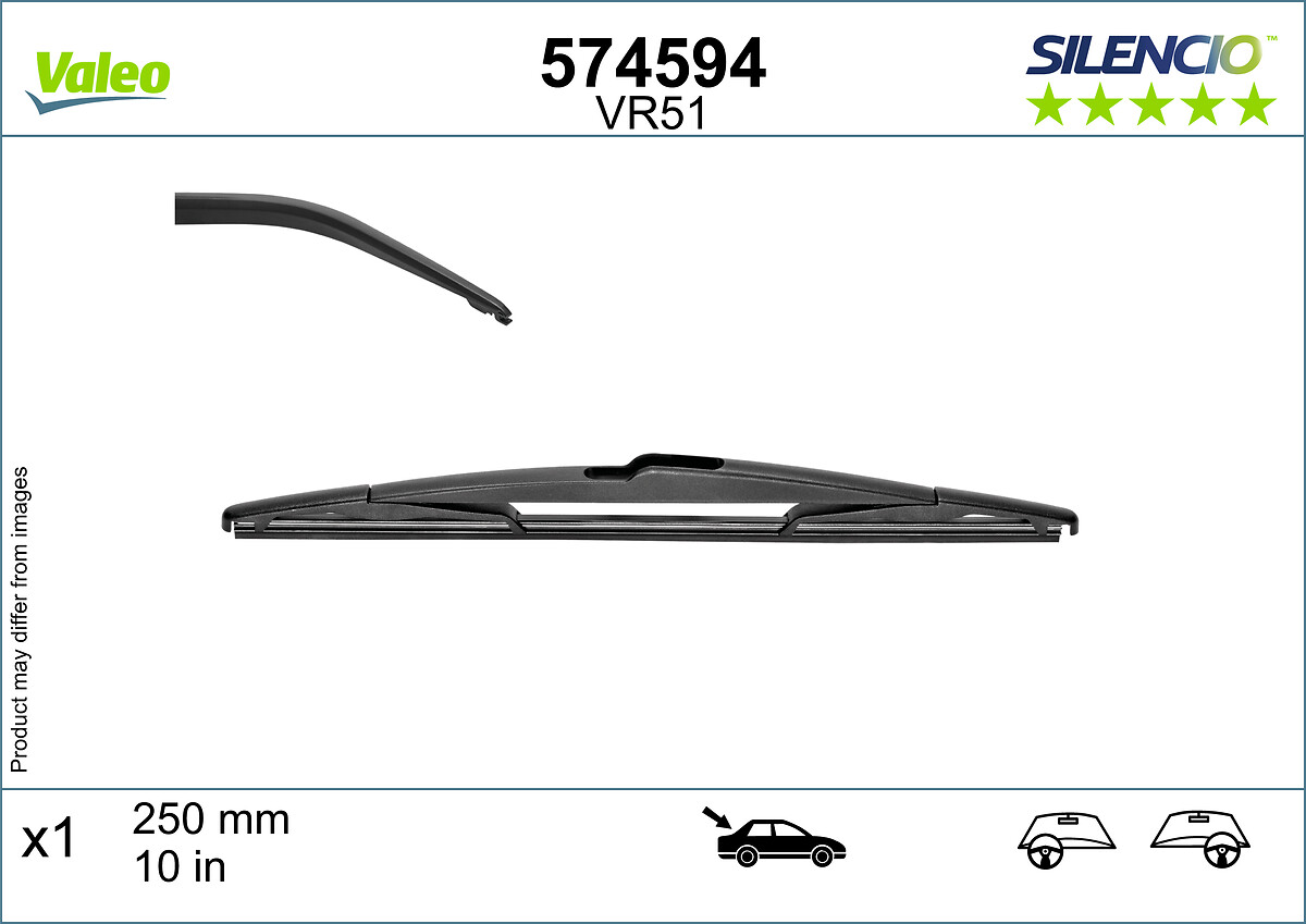 Lamela stergator spate (1buc.) Silencio 250mm potrivit HYUNDAI I10 III; OPEL ASTRA K, ASTRA K KOMBI, INSIGNIA B, INSIGNIA B COUNTRY; SSANGYONG KORANDO, XLV 06.15-