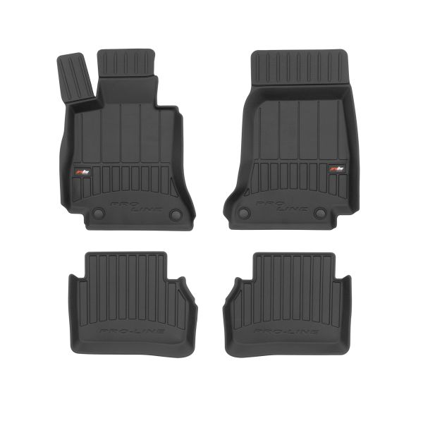 Set 5 covorase auto MERCEDES-BENZ E-CLASS (W213) din 2013-2016, cu covoras tunel median, cauciuc, 4x Stickere auto cu MERCEDES-BENZ