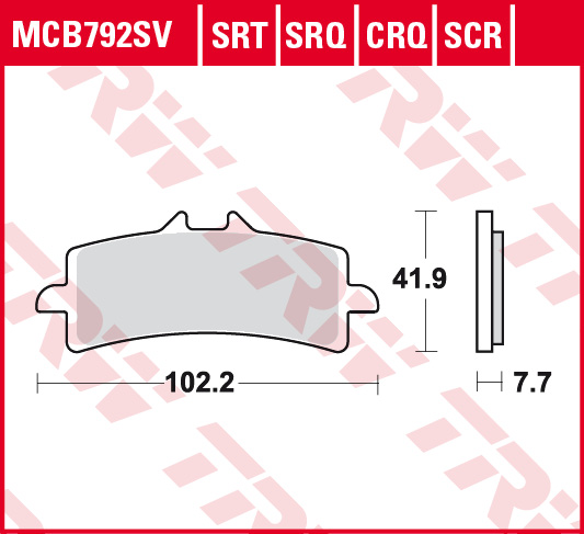 TRW MOTO sada brzdových destiček, kotoučová brzda APRILIA RSV 1000 RSV4 R APRC ABS, RSV4 R APRC FACTORY, RSV4 R APRC, RSV4 R APRC FACTORY SE, RSV4 R FACTORY, FACTORY RSV4 10-15, DUCATI 1098 1098 S BIPOSTO, S, R 07-10, 1198 1198 S, R CORSE, SP 08-11, 848 8