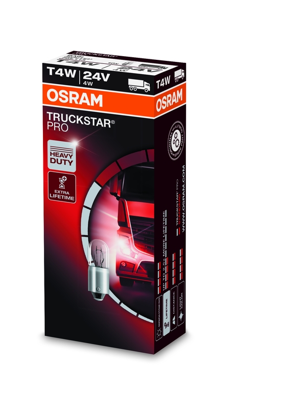 Лампа (відпуск. 1шт) T4W 24В 4Вт BA9S основна лампа Truckstar Pro Plus 100%