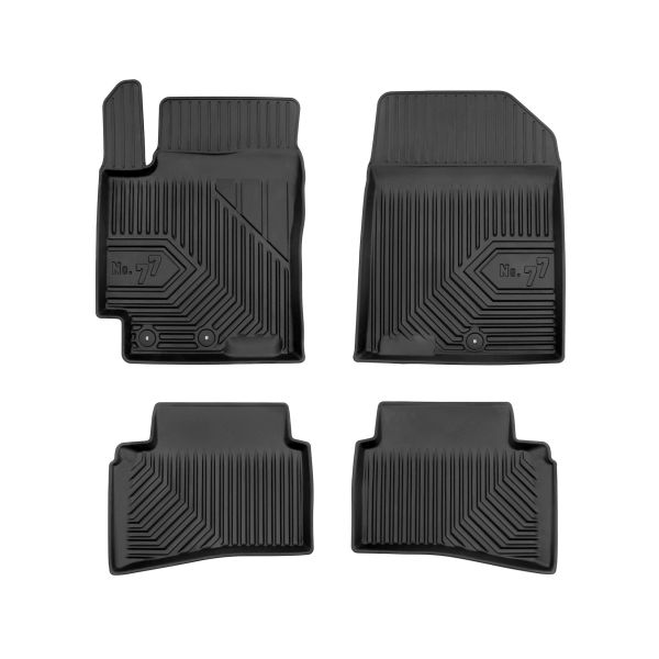 Set 5 covorase auto KIA RIO III (UB) din 2010-2016, cu covoras tunel median, cauciuc, 4x Stickere auto cu KIA