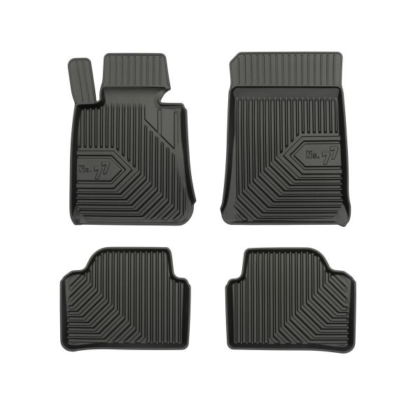Set 5 covorase auto BMW Seria 3 Touring (E91) din 2008-2018, cu covoras tunel median, cauciuc, 4x Stickere auto cu BMW