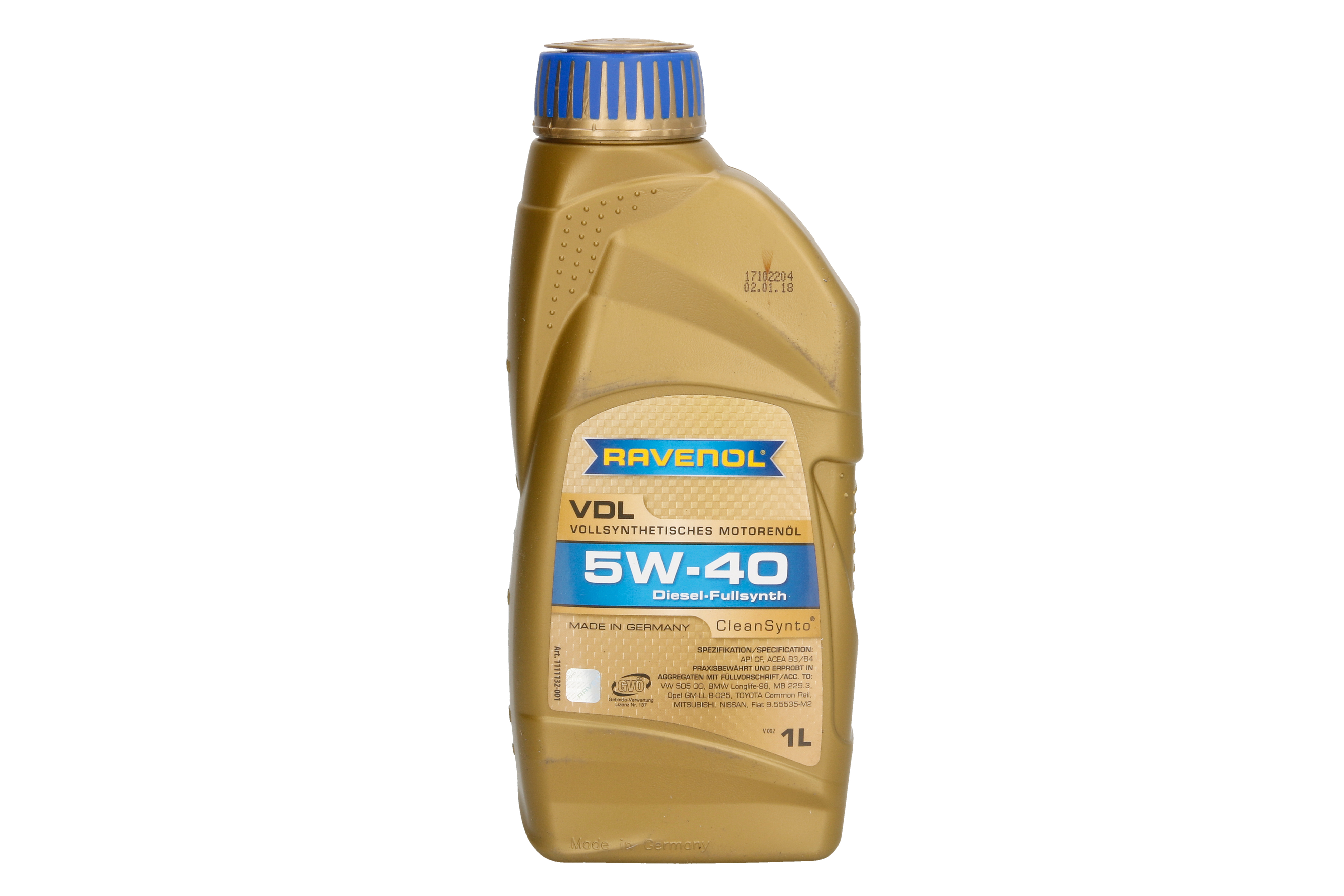 Моторна олива Cleansynto (1L) 5W40 ,API CF, ACEA B3, B4, BMW LL-98, GM LL-B-025, MB 229.3, MITSUBISHI, NISSAN, OPEL LL-B-025, TOYOTA, VW 505.00 фото 2