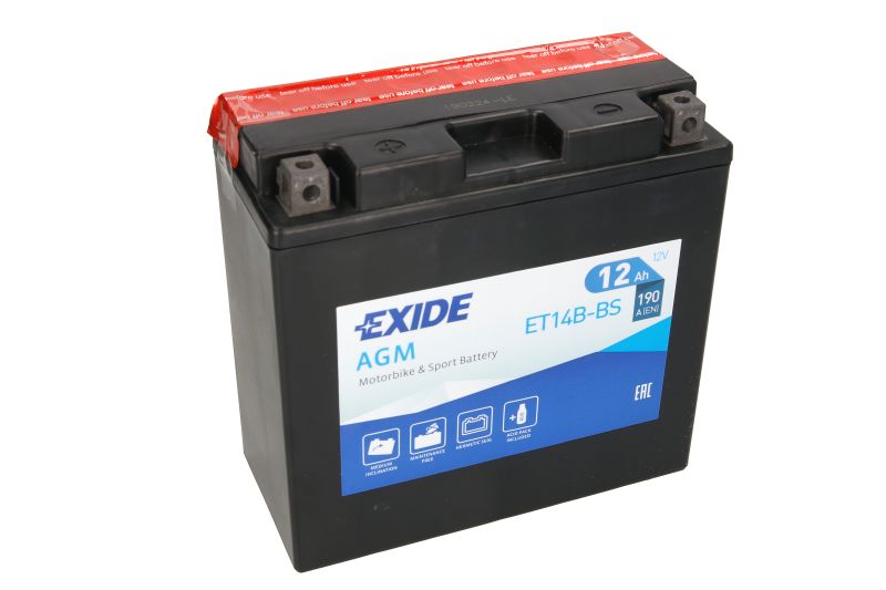 EXIDE startovací baterie YAMAHA BT 1100 (BULLDOG) 02-06, FJ 1200 A (ABS) 84-93, FJR 1300 ES, AS ABS, A (ABS), AS, AE, A 01-20, FZS 1000 (FAZER) 01-05, MT-01 1700 04-11, XJR 1300 SP 98-16, XV 1900A (MIDNIGHT STAR), 1700 (ROAD STAR WARRIOR), 1900 (ROADLINER