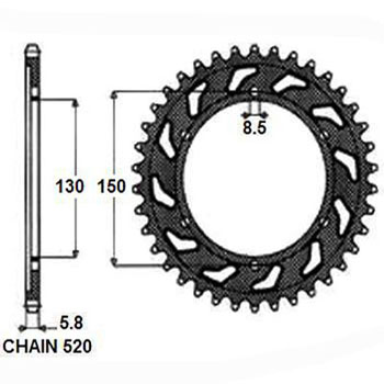 SUNSTAR řetězová rozeta YAMAHA TT-R 230 05-12, WR 250F, 250X, 450F, 250R, 426F, 400F, 250 99-12, YZ 426F, 250, 250F, 125, 450F, 400F 98-12