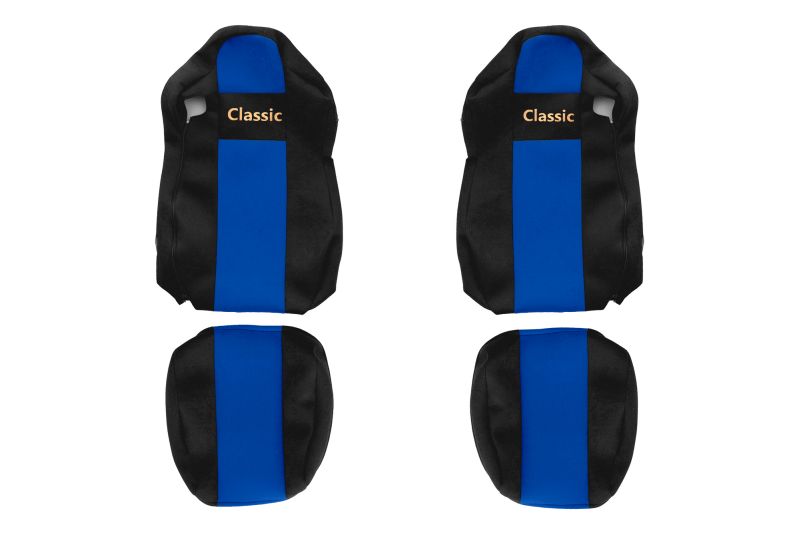 Set Huse Scaune Camion Tir IVECO S-WAY din 2019-2023, Auto, Model CLASSIC, Culoare Albastru, 4x Stickere auto cu IVECO