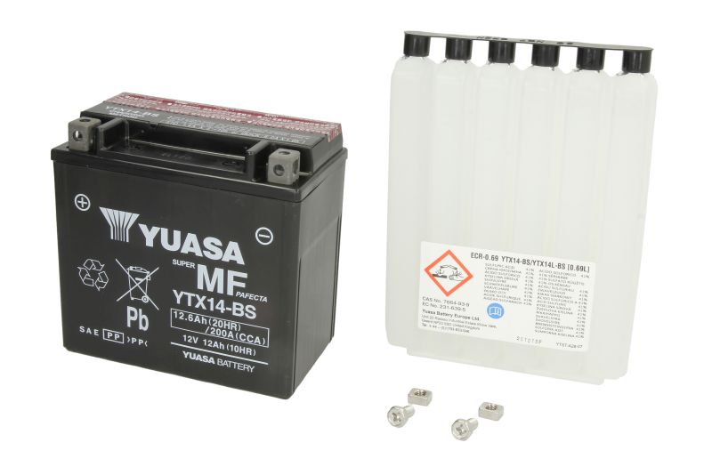 YUASA startovací baterie APRILIA ETV 1000 (CAPO NORD), ABS (CAPO NORD) RAID, ABS (CAPO NORD) G-KAT, (CAPO NORD) RAID 01-10, ETX 350 85-00, NA 850 (MANA) GT ABS, (MANA) ABS, (MANA) 08-13, RSV 1000 98-00, SL 750 ABS GT (SHIVER), 750 (SHIVER), 1000 (FALCO), 