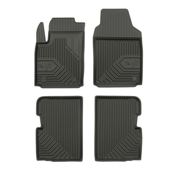Set 5 covorase auto FIAT 500 (312_) din 2001-2005, cu covoras tunel median, cauciuc, 4x Stickere auto cu FIAT