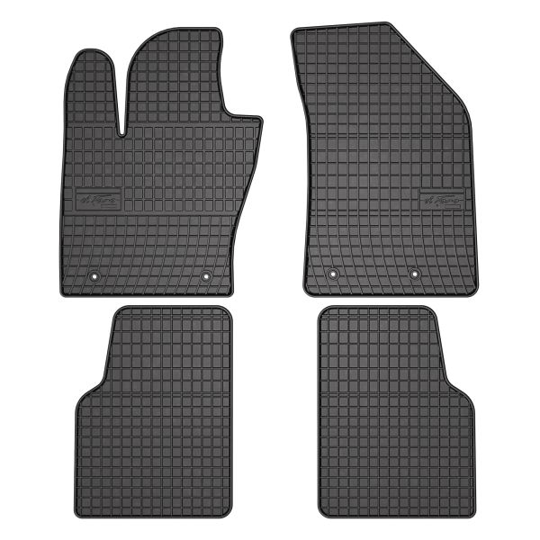 Set 5 covorase auto JEEP COMPASS (MP, M6, MV, M7) din 2008-2017, cu covoras tunel median, cauciuc, 4x Stickere auto cu JEEP