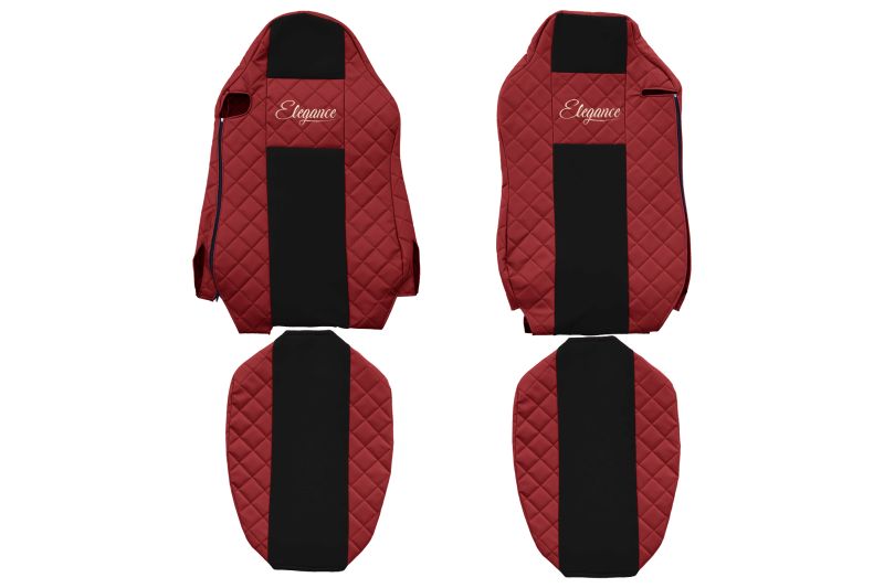 Set Huse Scaune Camion Tir MAN TGX I din 2006-2021, Auto, Model ELEGANCE Q, Culoare Rosu, 4x Stickere auto cu MAN