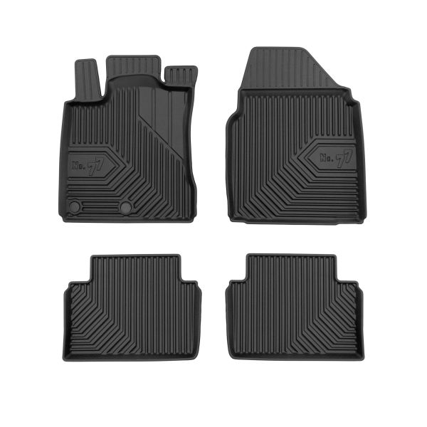 Set 5 covorase auto NISSAN QASHQAI I (J10, NJ10) din 2006-2015, cu covoras tunel median, cauciuc, 4x Stickere auto cu NISSAN