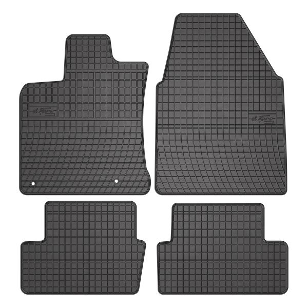 Set 5 covorase auto NISSAN QASHQAI I (J10, NJ10) din 2006-2015, cu covoras tunel median, cauciuc, 4x Stickere auto cu NISSAN
