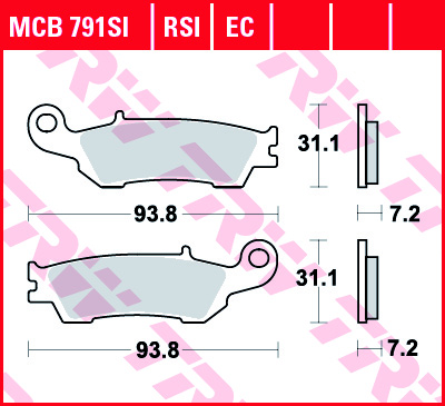 TRW ENGINE COMPONENT sada brzdových destiček, kotoučová brzda YAMAHA WR 450F, 250F 15-20, YZ 125, 250F, 250X, 450F, 250FX, 250, 125X, 450FX 07-20 (MCB791E)