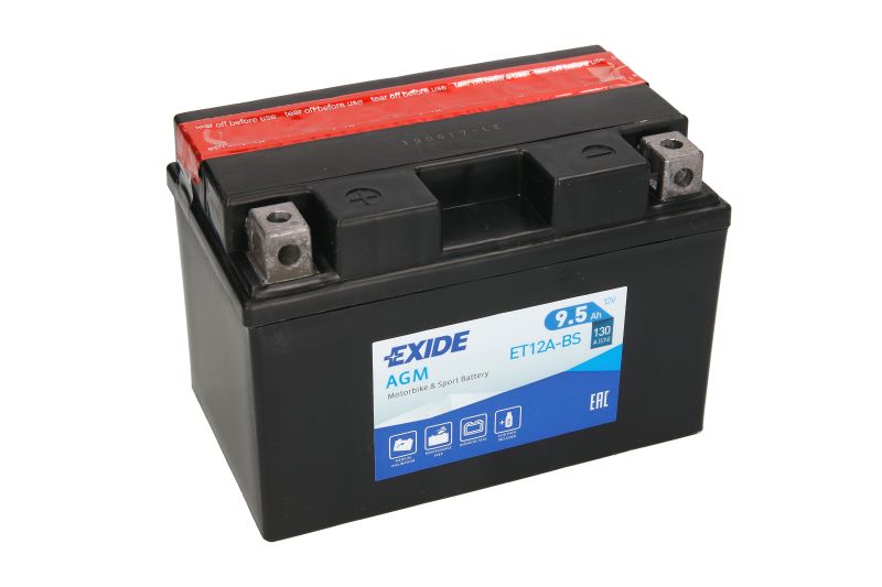 EXIDE startovací baterie APRILIA TUONO 1100 V4R, 1100 V4 RR, 1100 V4R (FACTORY), 1000 V4R, 1100 V4R RR, 1000R, 1100 V4 FACTORY 00-17, DUCATI HYPERMOTARD 939 SP 16-19, HUSQVARNA SVARTPILEN 701 19, KAWASAKI ER-6F 650 ABS 12-16, EX 650 R (NINJA) 11-17, J125 