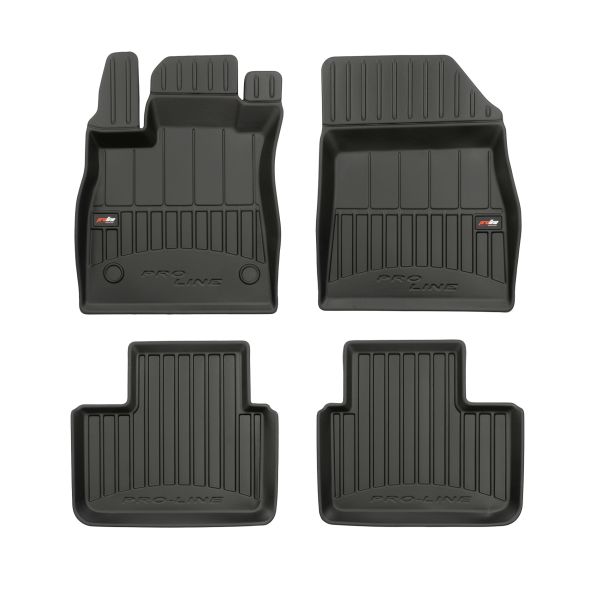 Set 5 covorase auto RENAULT TALISMAN din 2004-2011, cu covoras tunel median, cauciuc, 4x Stickere auto cu RENAULT