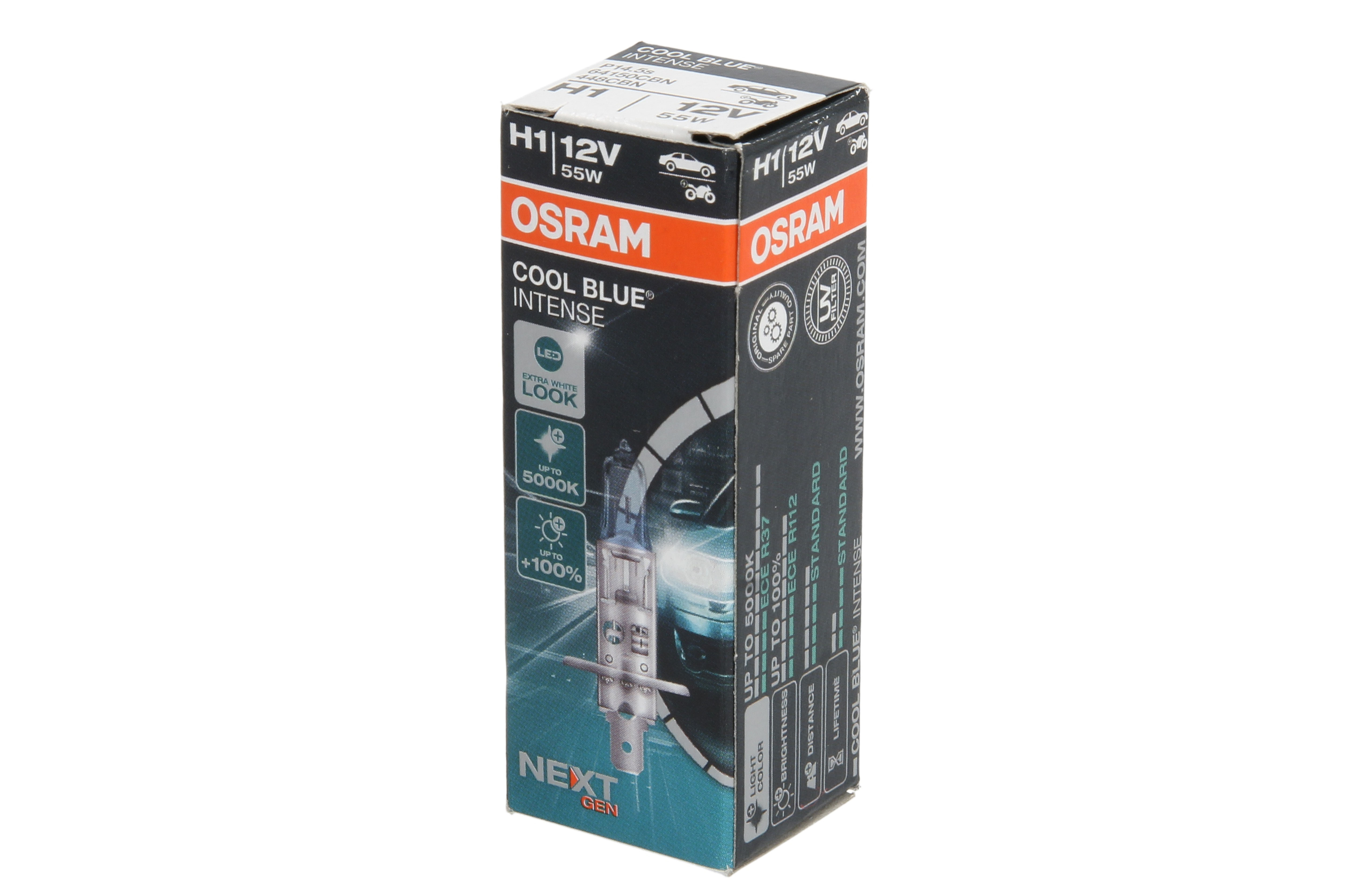 Автолампа галогенова 55W H1 12V 55W 5000K P14,5S / COOL BLUE INTENSE NEXT GEN - НА 100% БІ OSRAM (64150CBN) osram фото 4