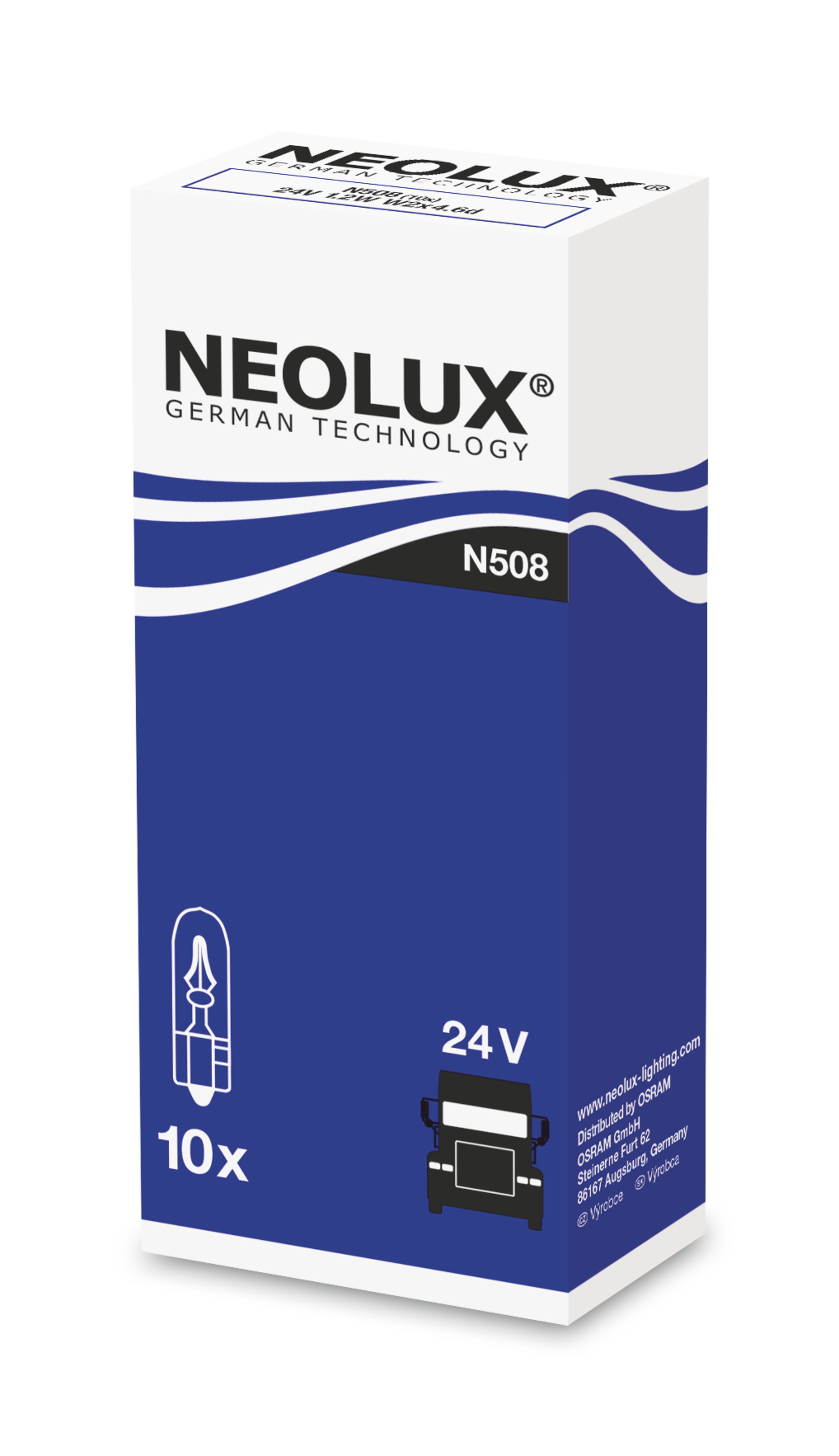 Автолампа 1.2W W1,2W 24V W2X4,6D/КРАТН. X10 NEOLUX (N508) Neolux фото 4