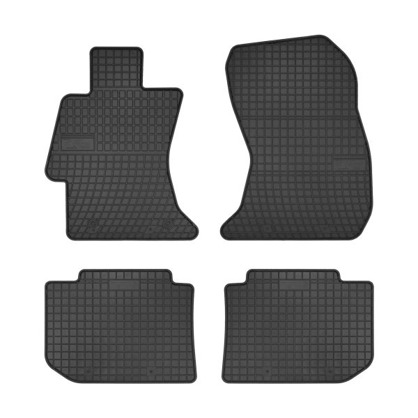 Set 5 covorase auto SUBARU XV (_GP_) din 2003-2011, cu covoras tunel median, cauciuc, 4x Stickere auto cu SUBARU
